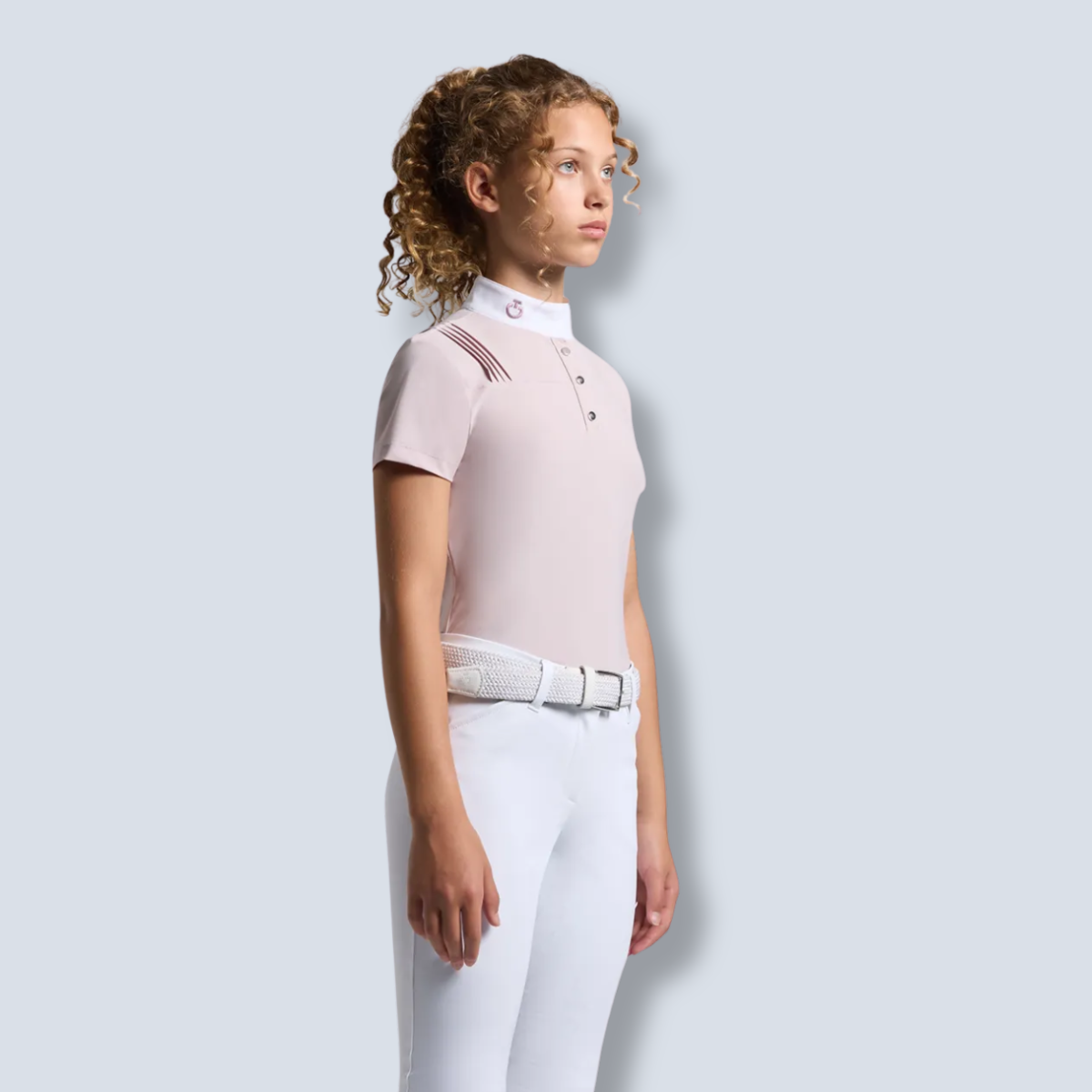 Cavalleria Toscana Girl's Jersey Pleated Short Sleeve Show Shirt-5