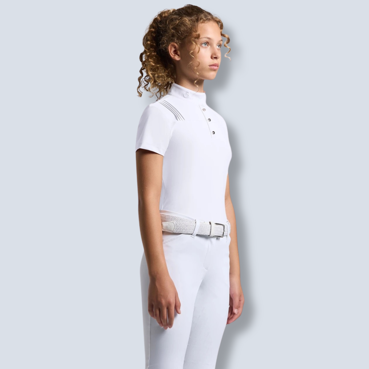 Cavalleria Toscana Girl's Jersey Pleated Short Sleeve Show Shirt-1