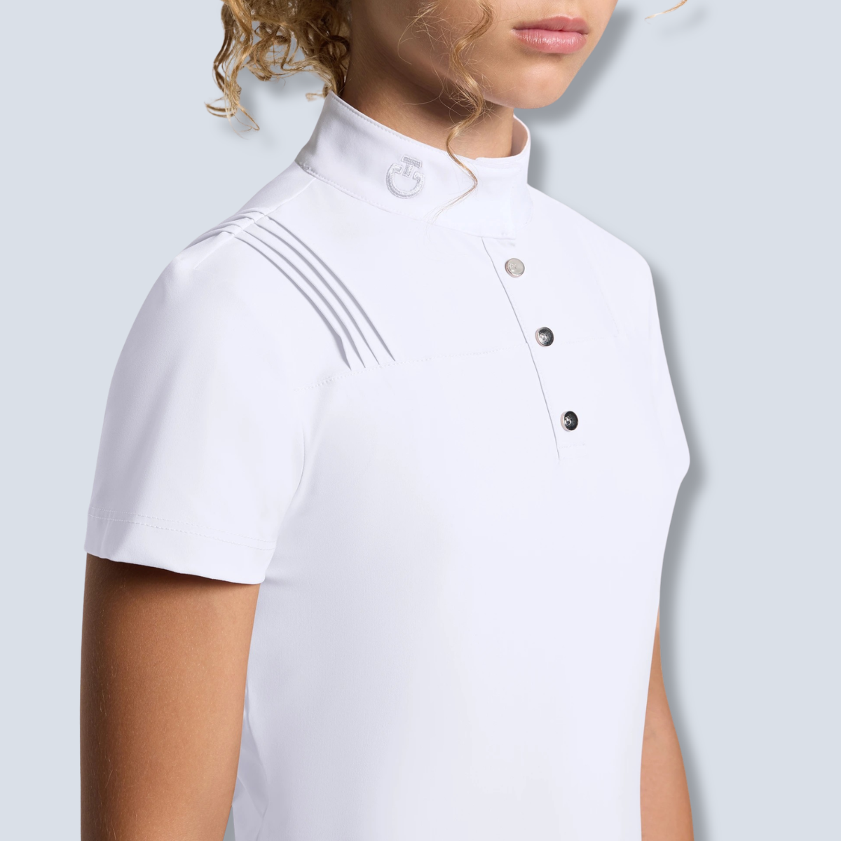Cavalleria Toscana Girl's Jersey Pleated Short Sleeve Show Shirt-3