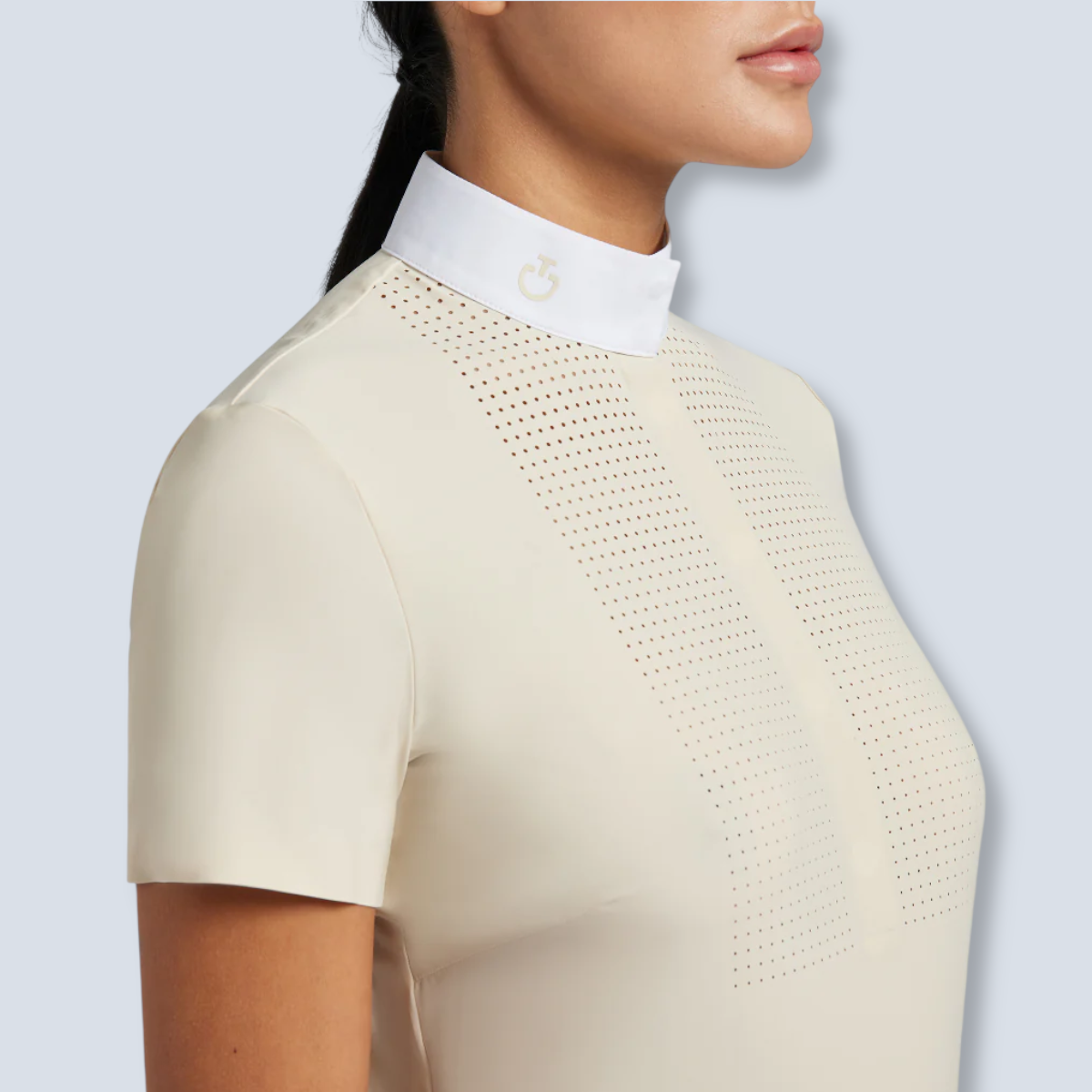 Cavalleria Toscana Heat Sealed Perforated Bib Ladies Short Sleeved Show Shirt