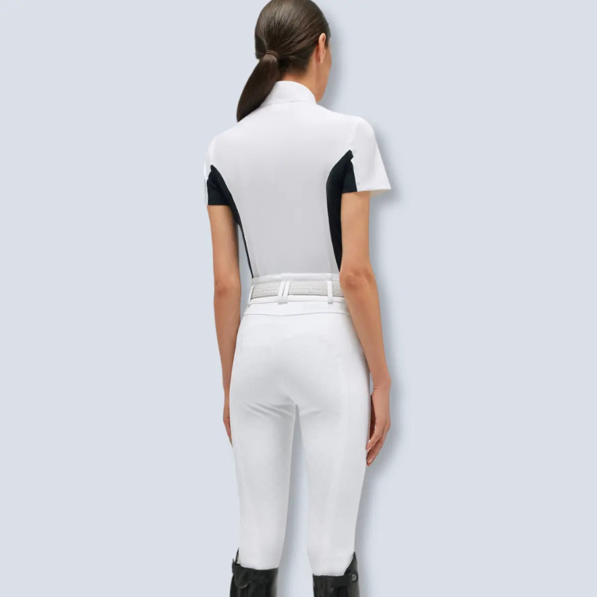 Cavalleria Toscana Jersey Short Sleeve with perforated inserts Show Shirt-3