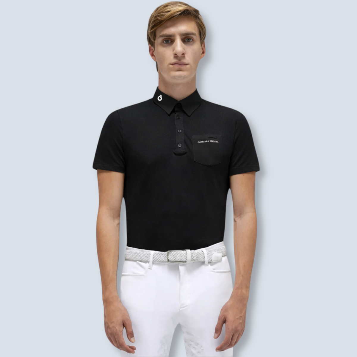 Cavalleria Toscana Men's Short Sleeve Tech Piquet Show Shirt-3