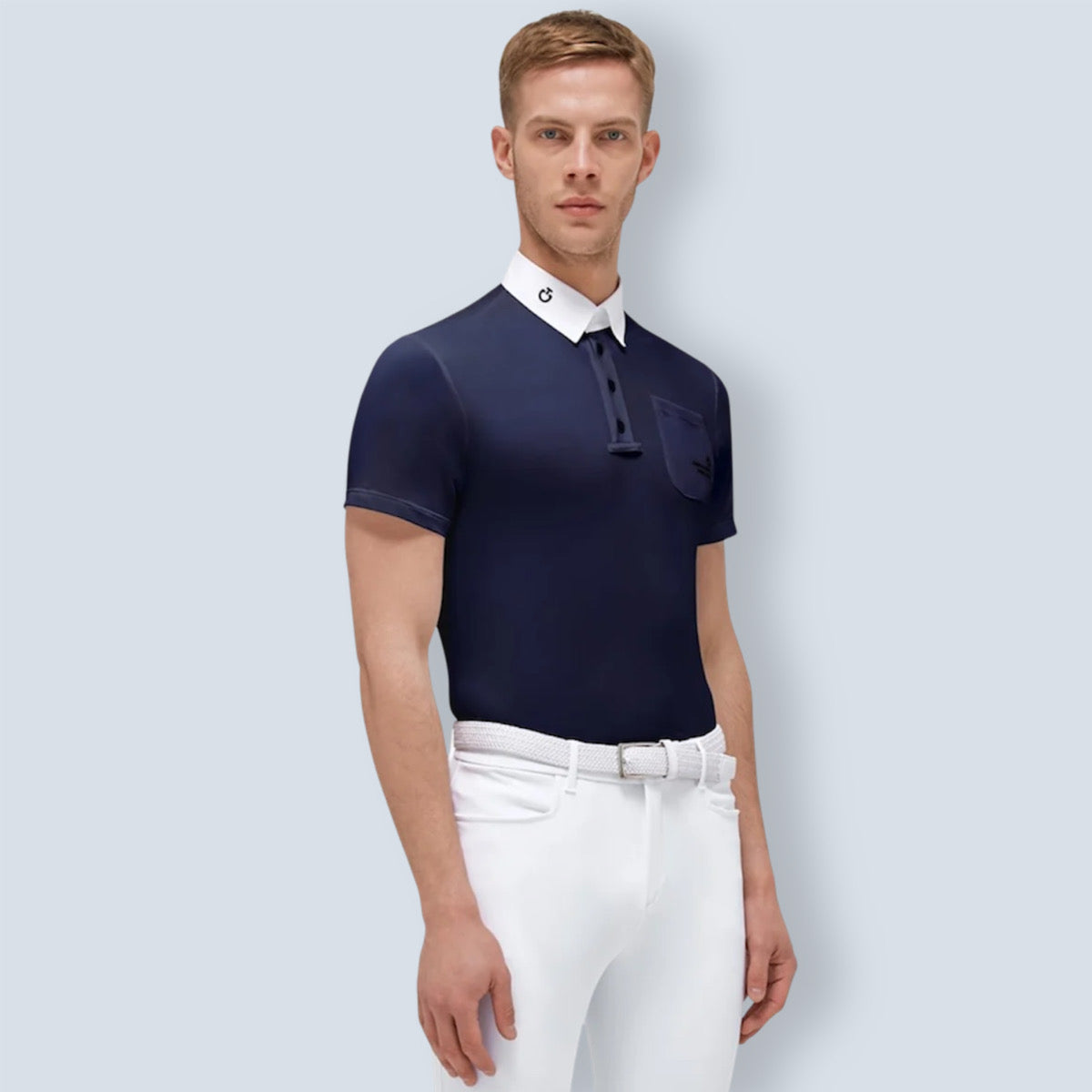 Cavalleria Toscana Men’s tech Pique Short Sleeve With Mesh Show Shirt-1