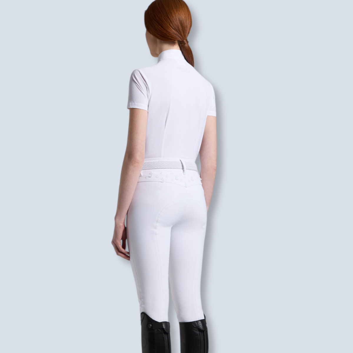 Cavalleria Toscana Women´s Perforated Jersey Inserts Short Sleeve Show Shirt-2