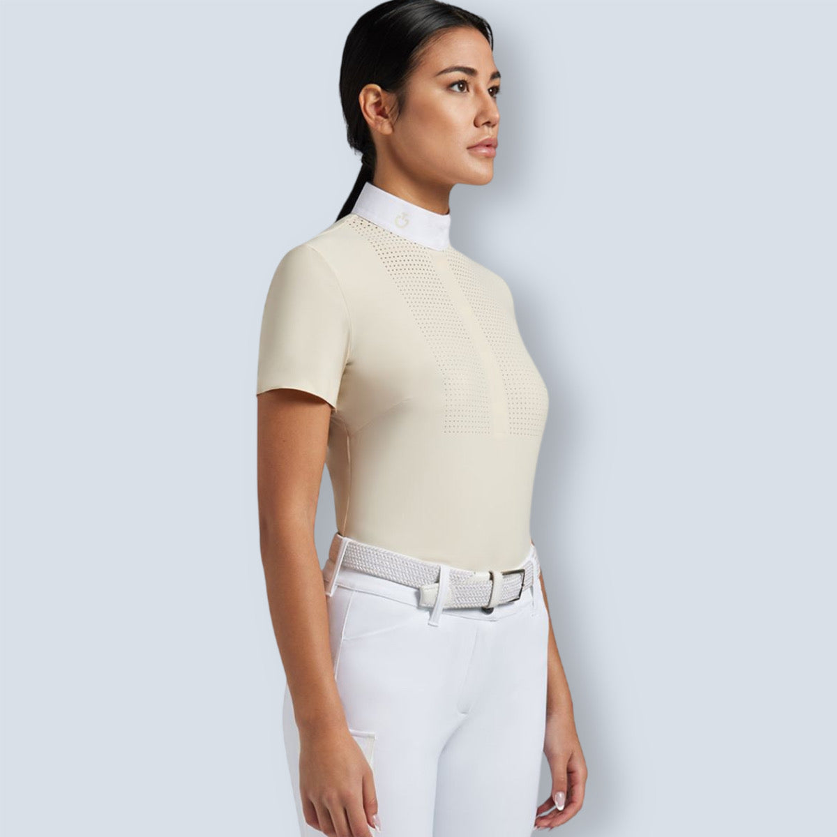 Cavalleria Toscana Women’s Heat Sealed Perforated Bib Short Sleeved Show Shirt-2