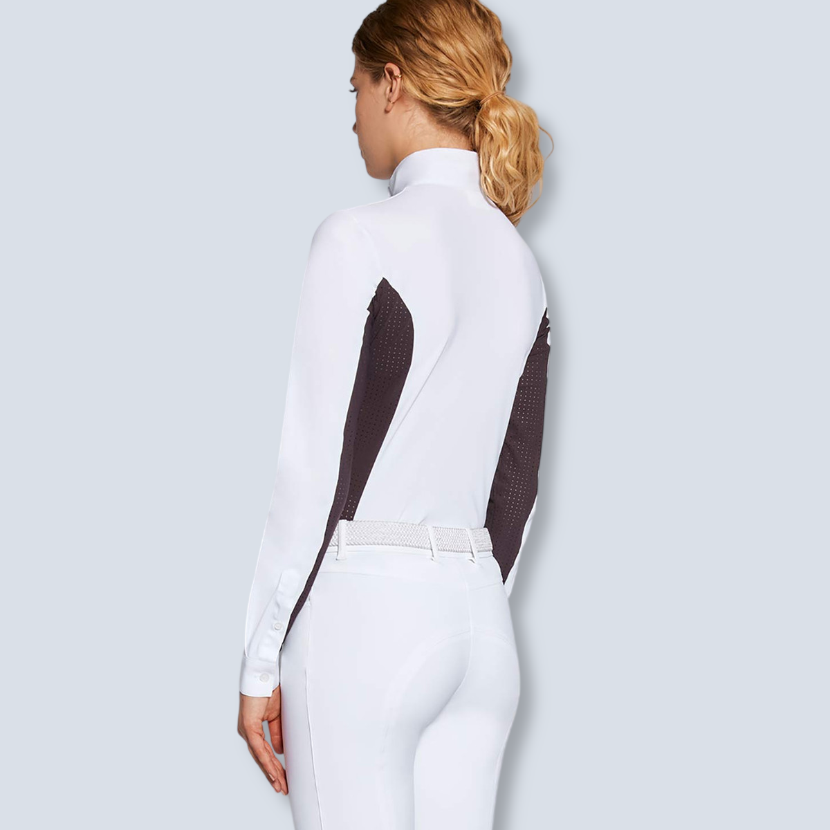 Cavalleria Toscana Women's Jersey Long Sleeve Perforated Show Shirt-2