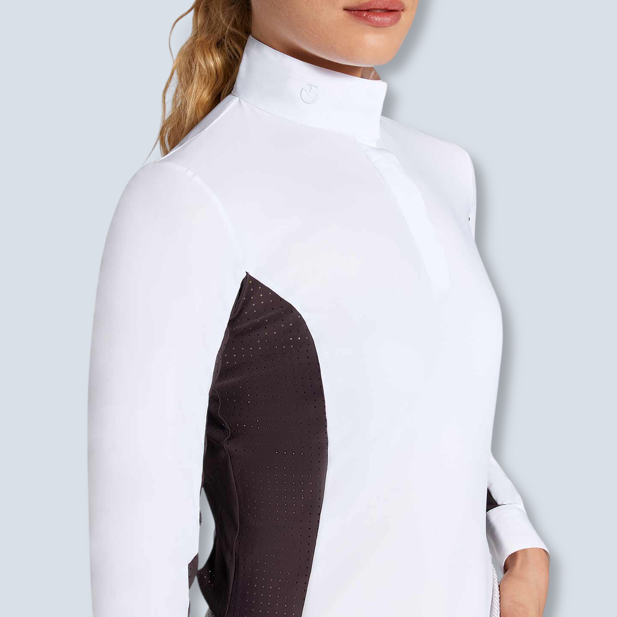 Cavalleria Toscana Women's Jersey Long Sleeve Perforated Show Shirt-3