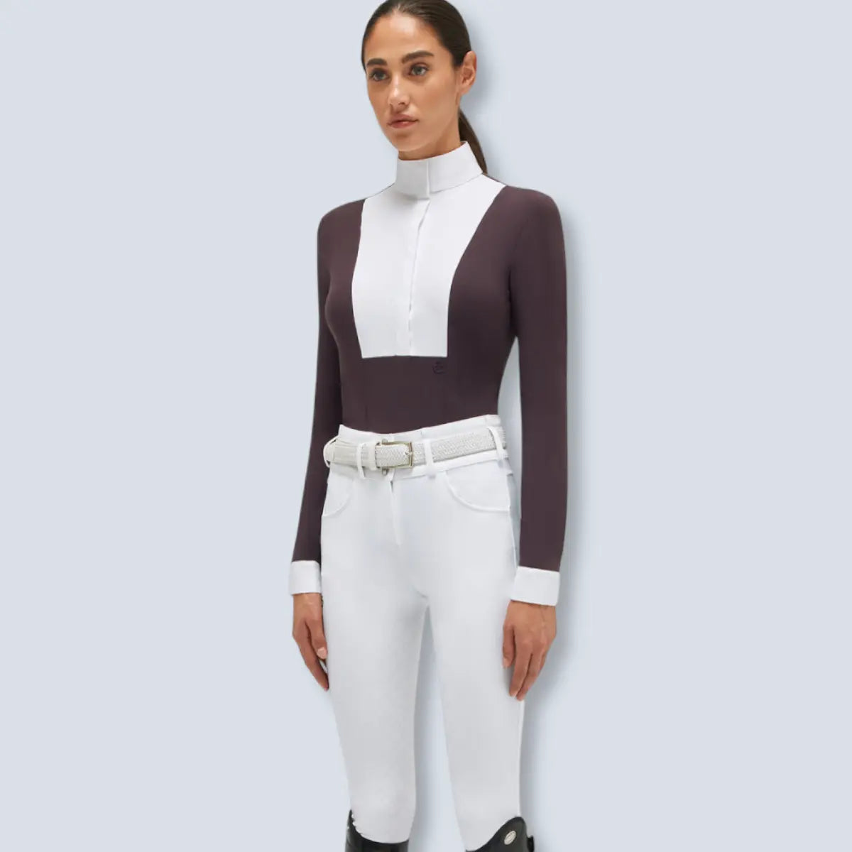 Cavalleria Toscana Women's Jersey Long Sleeve Poplin Show Shirt