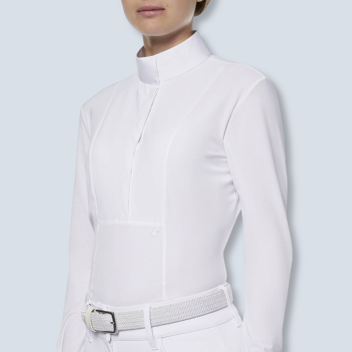 Cavalleria Toscana Women's Jersey Long Sleeve Poplin Show Shirt-6