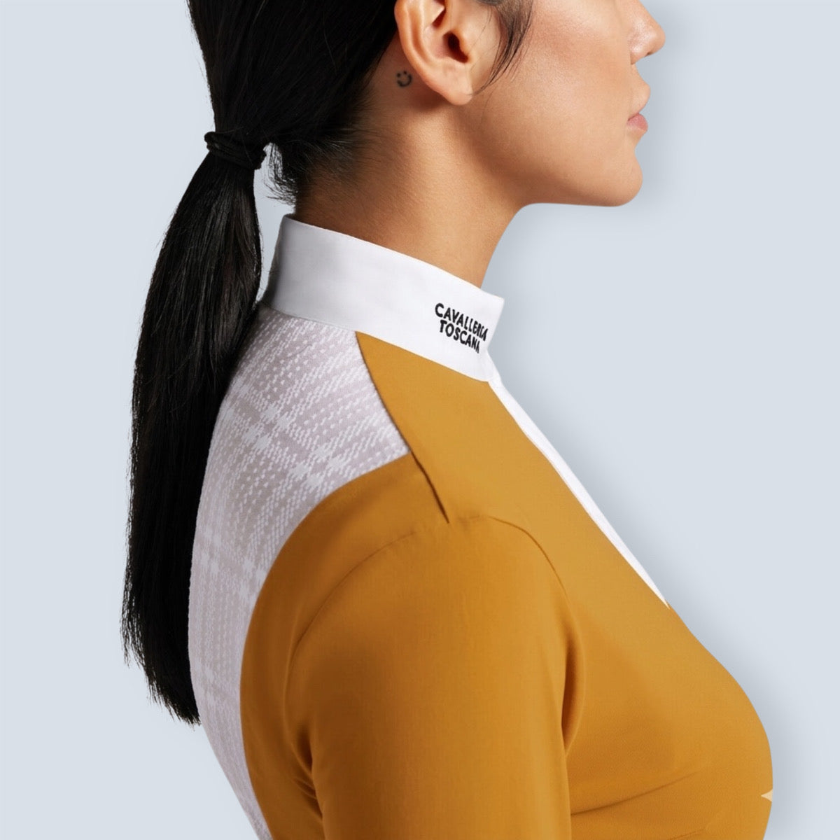 Cavalleria Toscana Women's Jersey Long Sleeve with Sheer Detailing Show Shirt-3