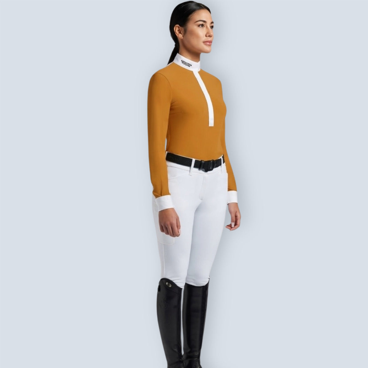 Cavalleria Toscana Women's Jersey Long Sleeve with Sheer Detailing Show Shirt