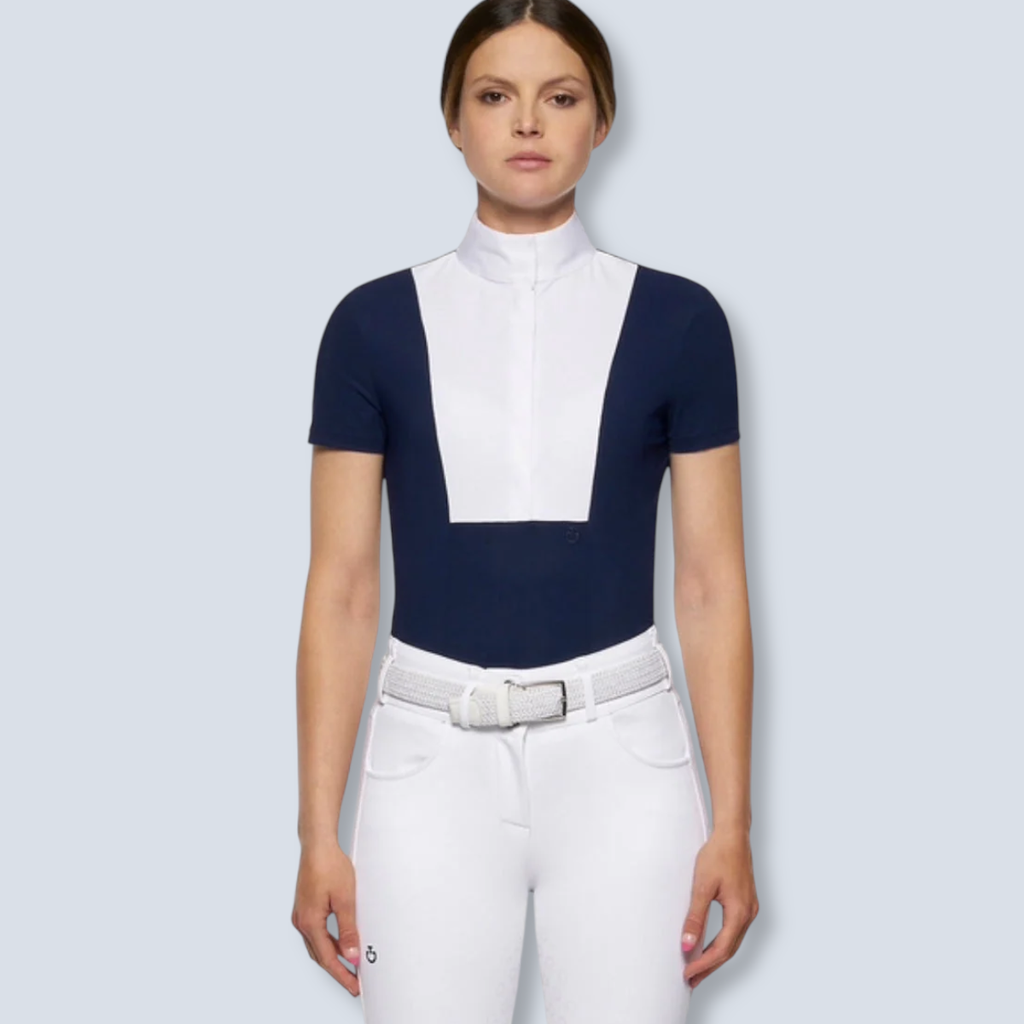 Cavalleria Toscana Women's Jersey Short Sleeve Poplin Show Shirt-3