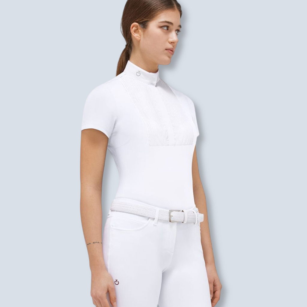 Cavalleria Toscana Women's Jersey Short Sleeve Poplin Show Shirt-2