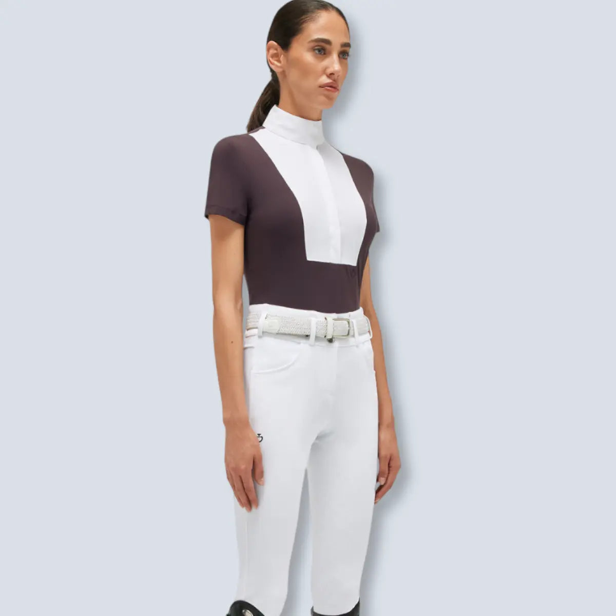 Cavalleria Toscana Women's Jersey Short Sleeve Poplin Show Shirt