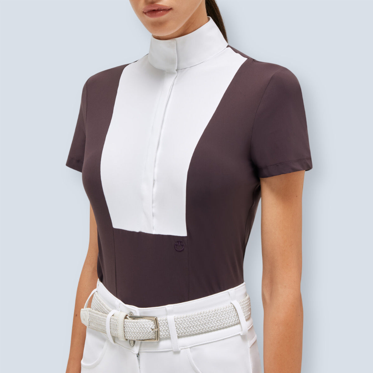 Cavalleria Toscana Women's Jersey Short Sleeve Poplin Show Shirt-6