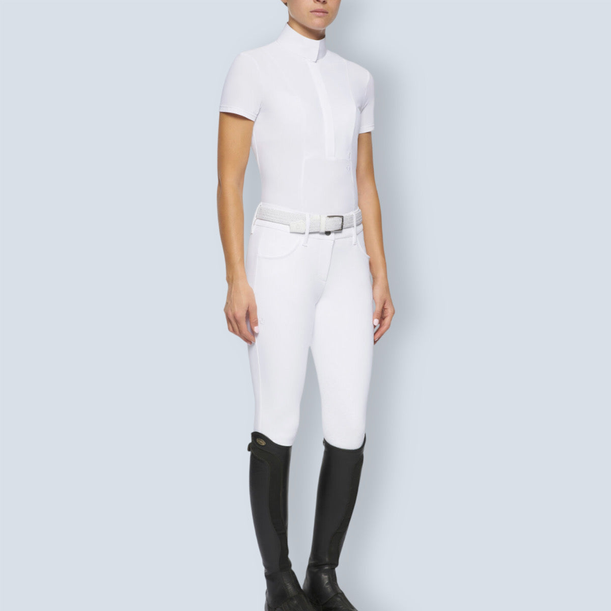 Cavalleria Toscana Women's Jersey Short Sleeve Poplin Show Shirt-5