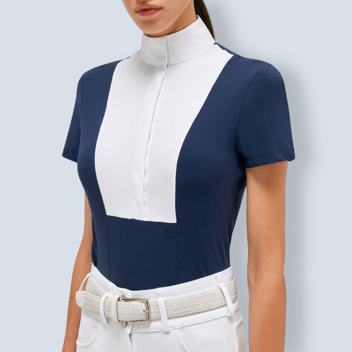 Cavalleria Toscana Women's Jersey Short Sleeve Poplin Show Shirt-4