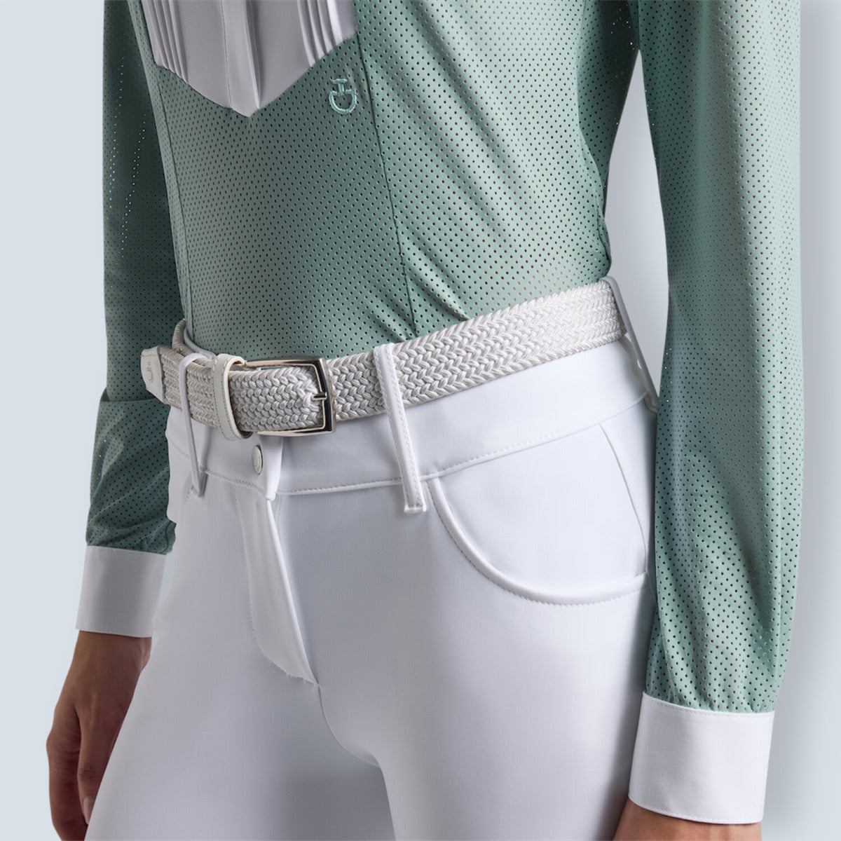 Cavalleria Toscana Women’s Perforated American Long Sleeve Show Shirt-4