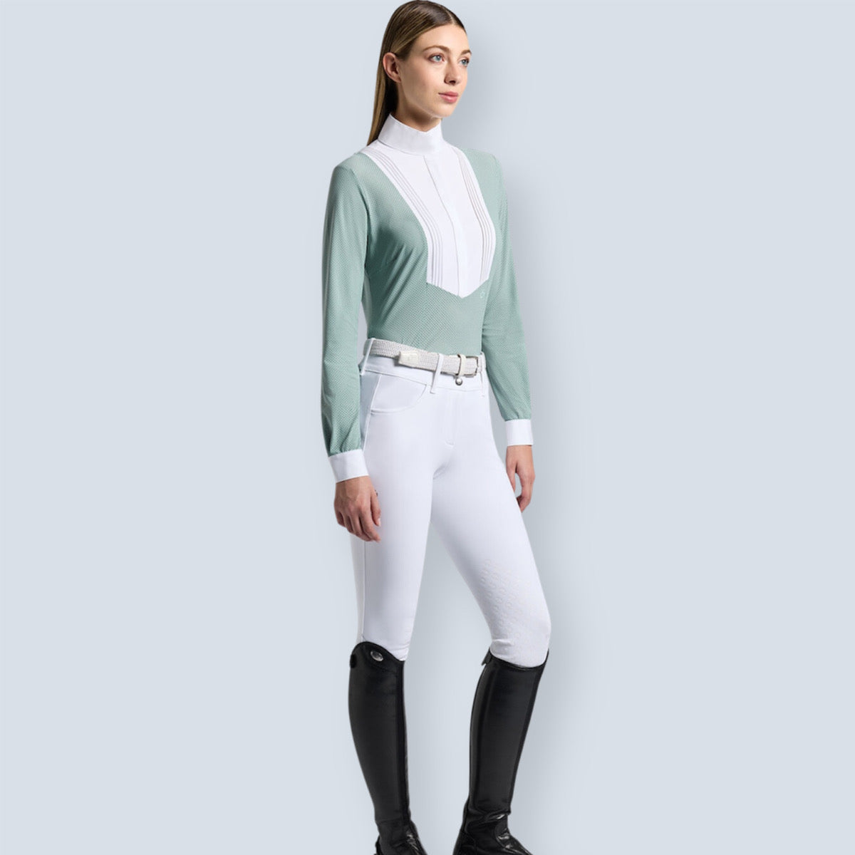 Cavalleria Toscana Women’s Perforated American Long Sleeve Show Shirt-3