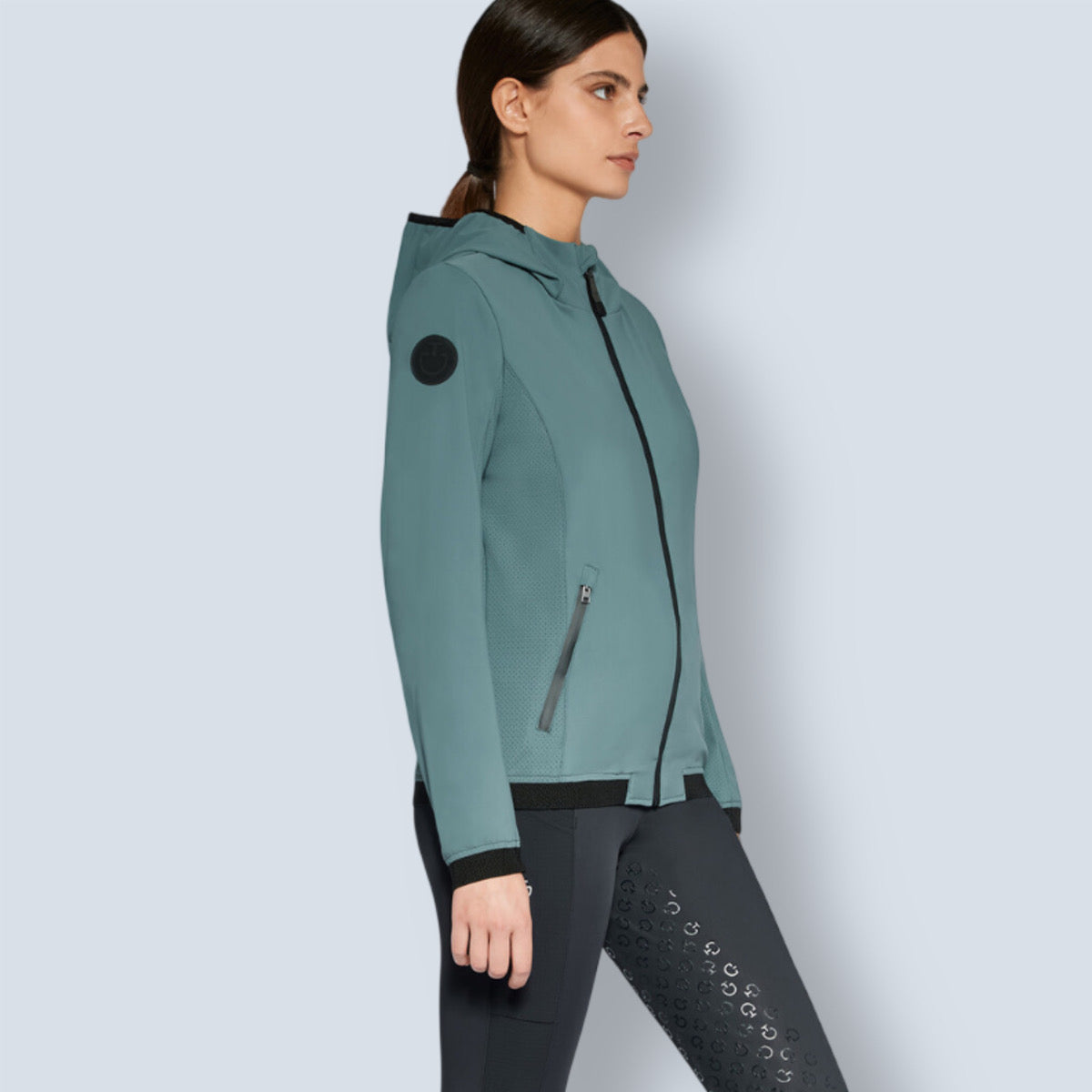 Cavalleria Toscana Women’s Perforated Jersey Hooded Jacket -3