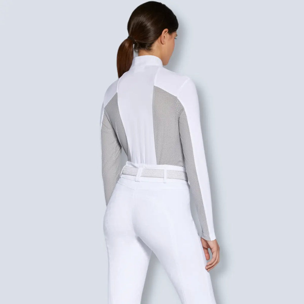 Cavalleria Toscana Women's Perforated Jersey Long Sleeve Show Shirt-2