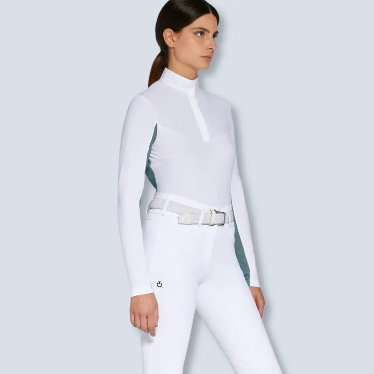 Cavalleria Toscana Women's Perforated Jersey Long Sleeve Show Shirt