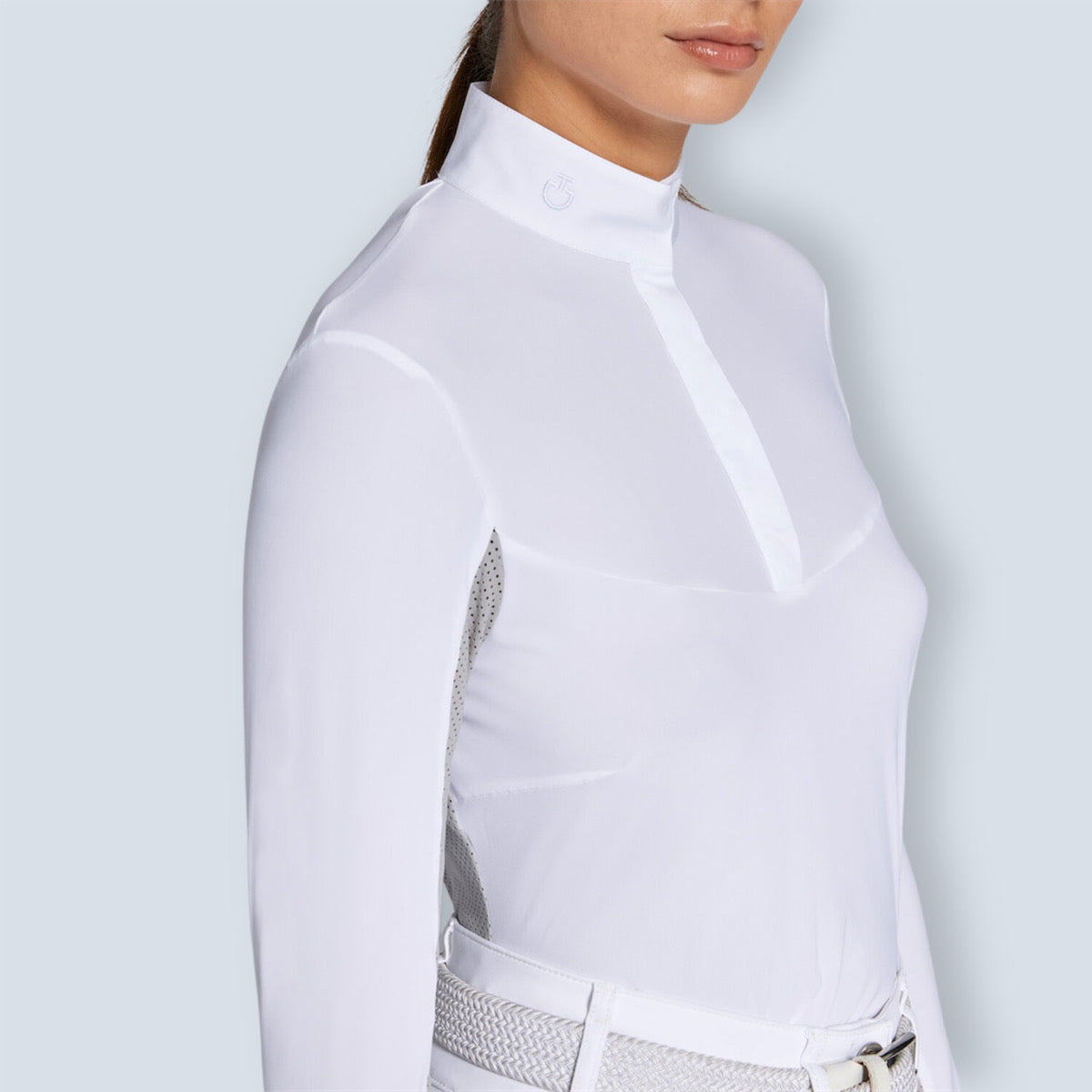 Cavalleria Toscana Women's Perforated Jersey Long Sleeve Show Shirt-5