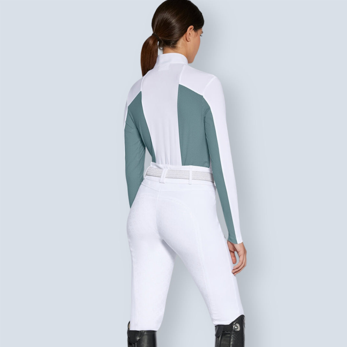 Cavalleria Toscana Women's Perforated Jersey Long Sleeve Show Shirt-3