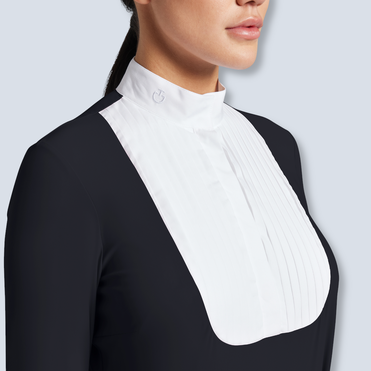 Cavalleria Toscana Women's Pleated Bib Jersey Long Sleeve Show Shirt