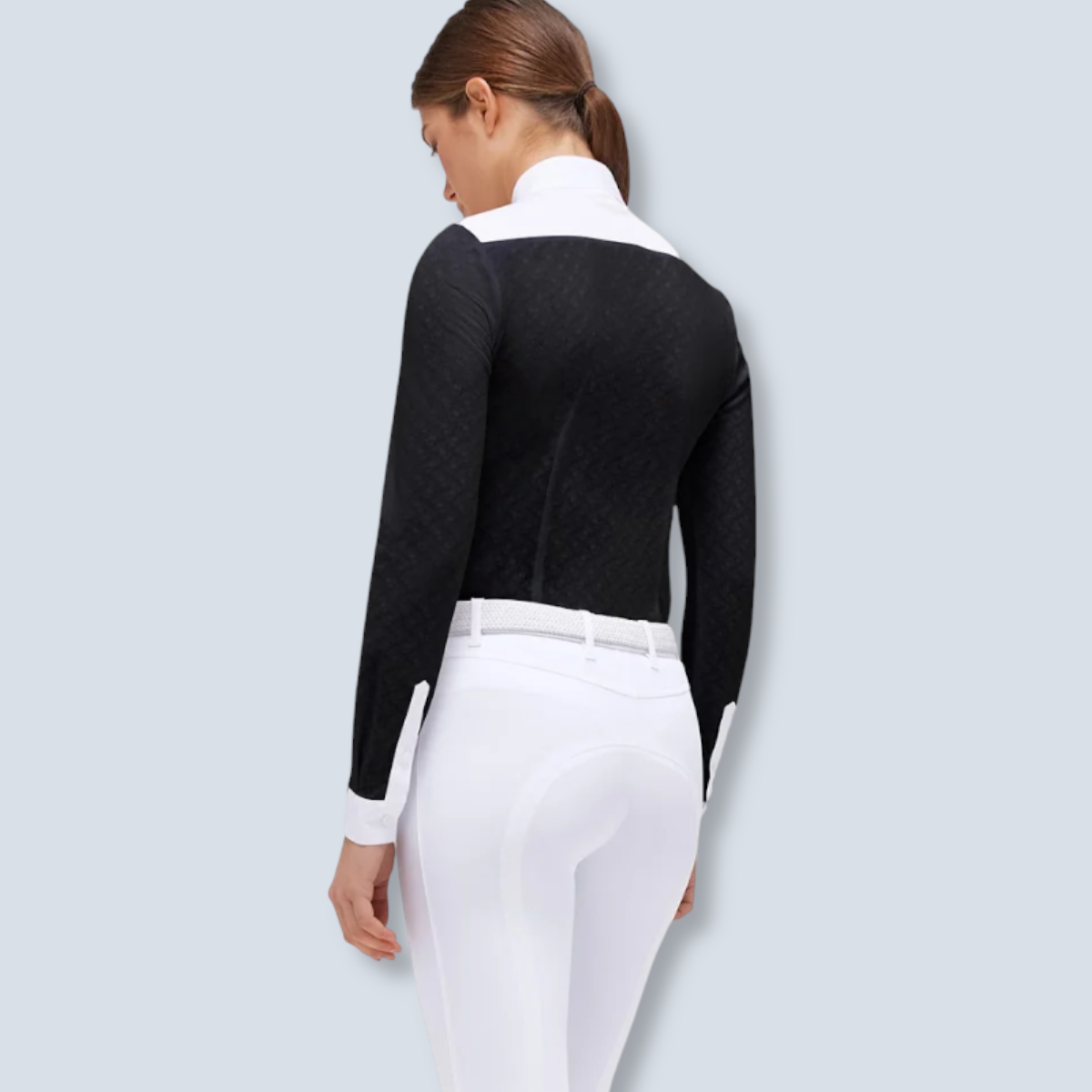 Cavalleria Toscana Women's Sheer Jacquard Long Sleeve Show Shirt