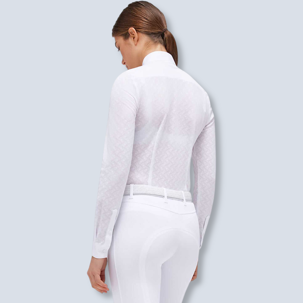 Cavalleria Toscana Women's Sheer Jacquard Long Sleeve Show Shirt-3