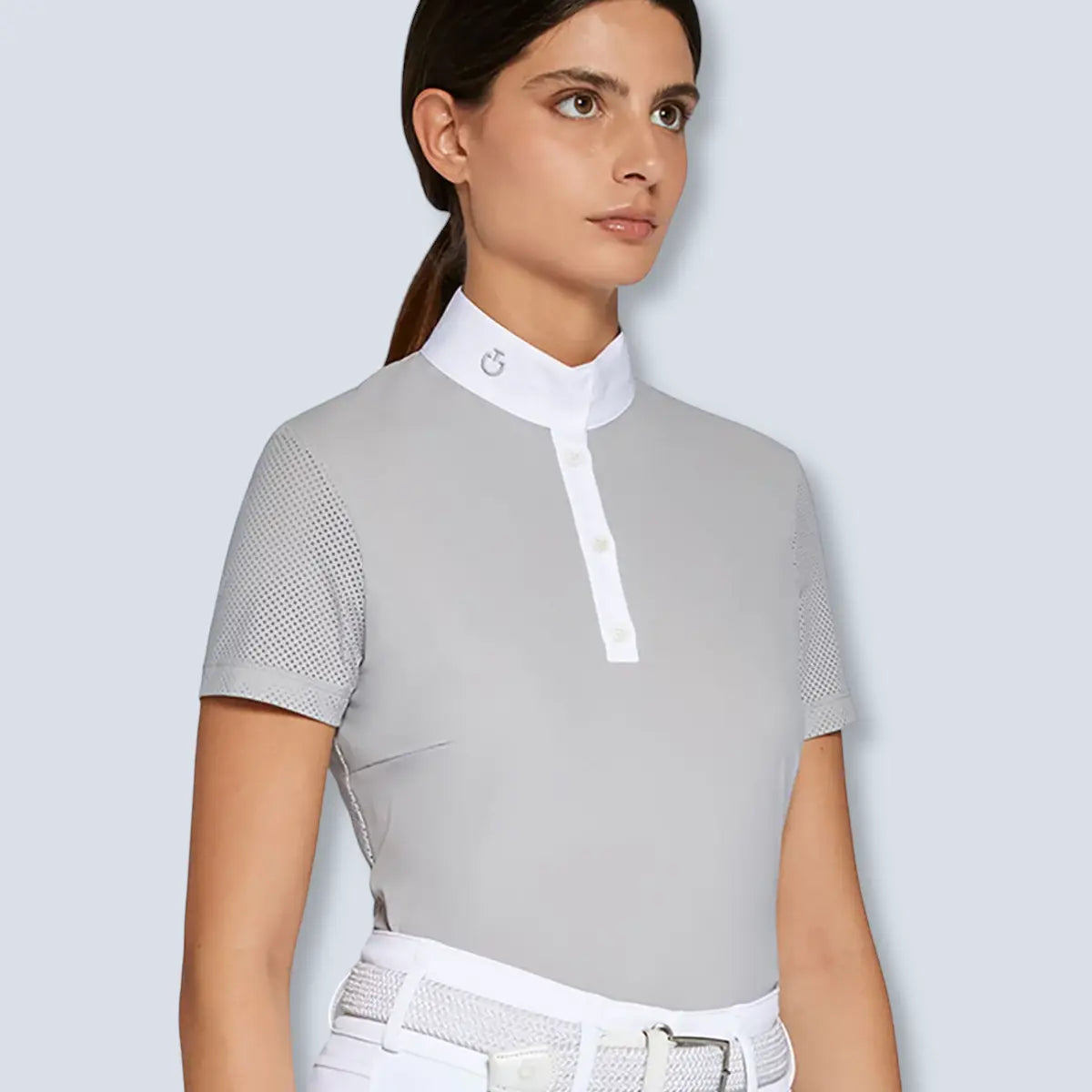 Cavalleria Toscana Women's Perforated Jersey Short Sleeve Top