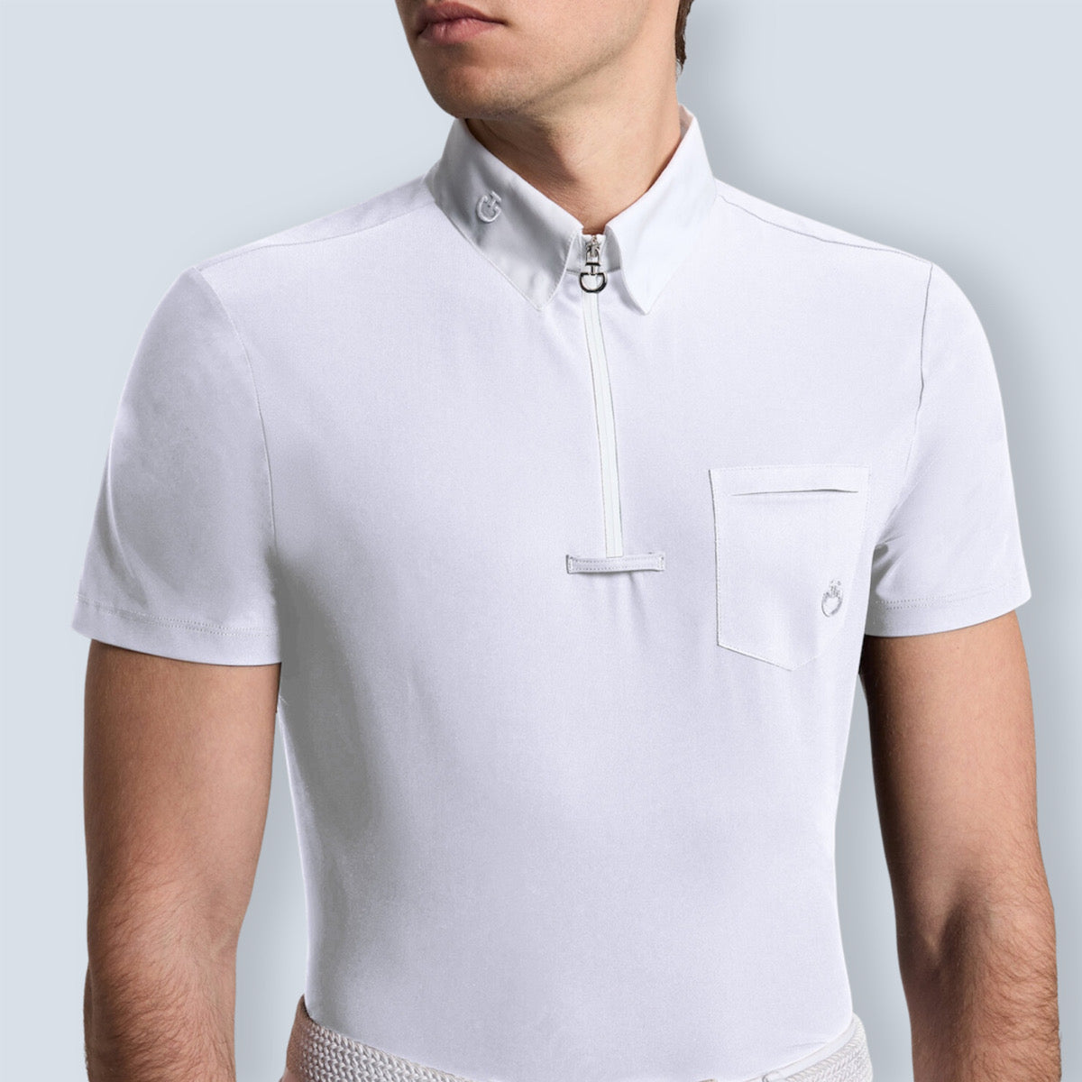 Cavalleria Toscana Men's Jersey Pique Short Sleeve Show Shirt-3