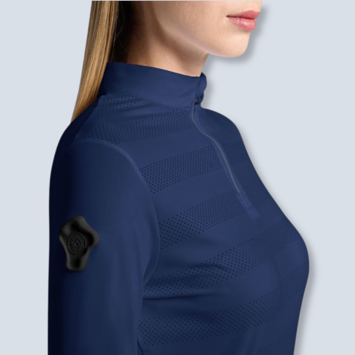 Cavalleria Toscana Women's Perforated Jersey Long Sleeve Training Polo-5