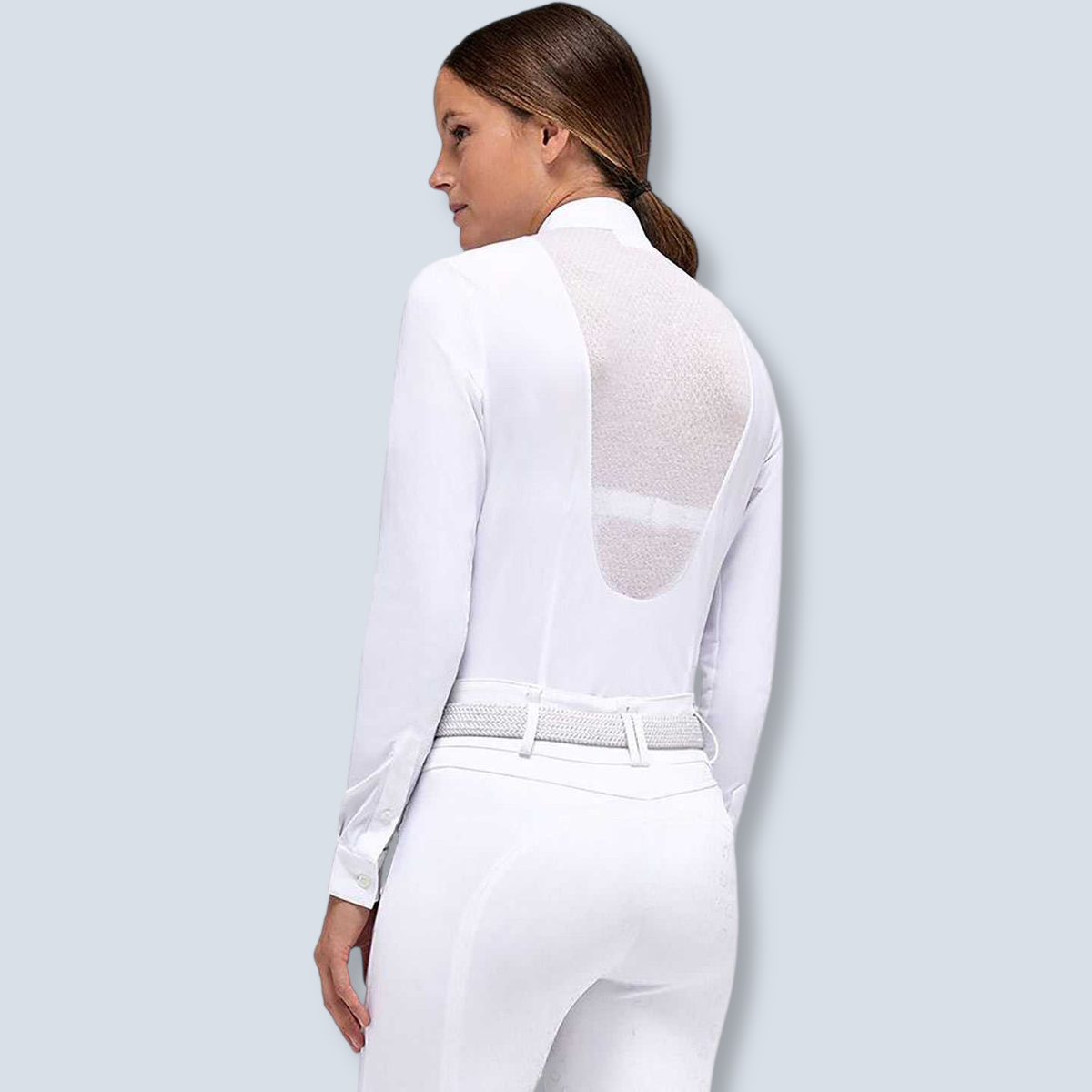 Cavalleria Toscana Women´s Lacey Drop Bib Long Sleeve Show Shirt-3