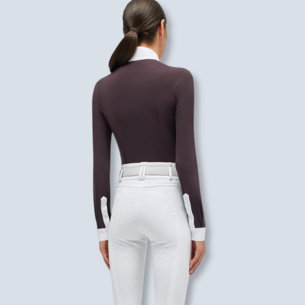 Cavalleria Toscana Women's Jersey Long Sleeve Poplin Show Shirt-4