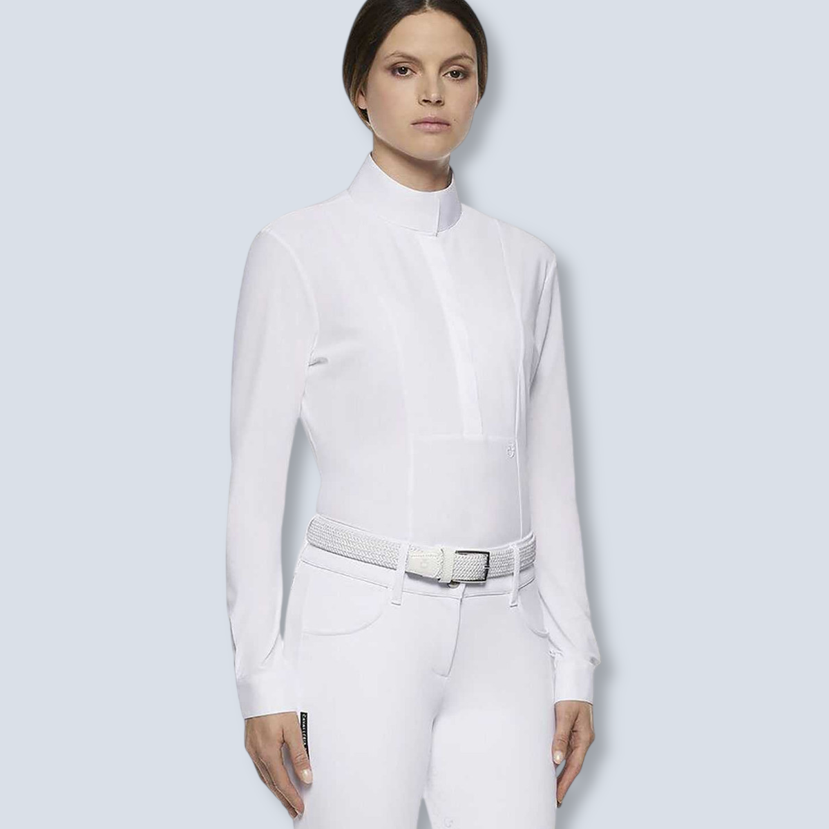 Cavalleria Toscana Women's Jersey Long Sleeve Poplin Show Shirt-5