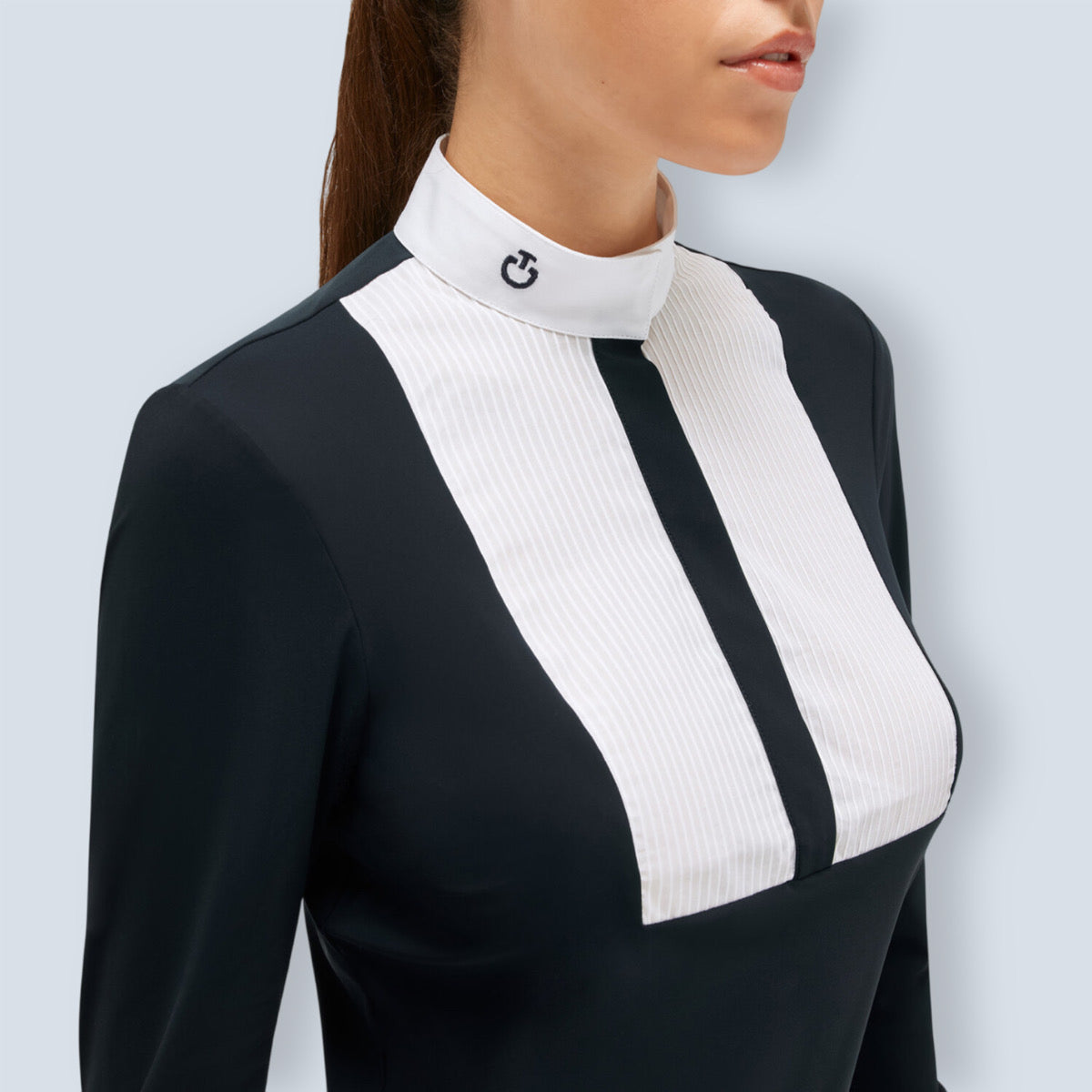 Cavalleria Toscana Jersey with Cotton Pleated Bib Cuff Long Sleeve Competition Shirt-2