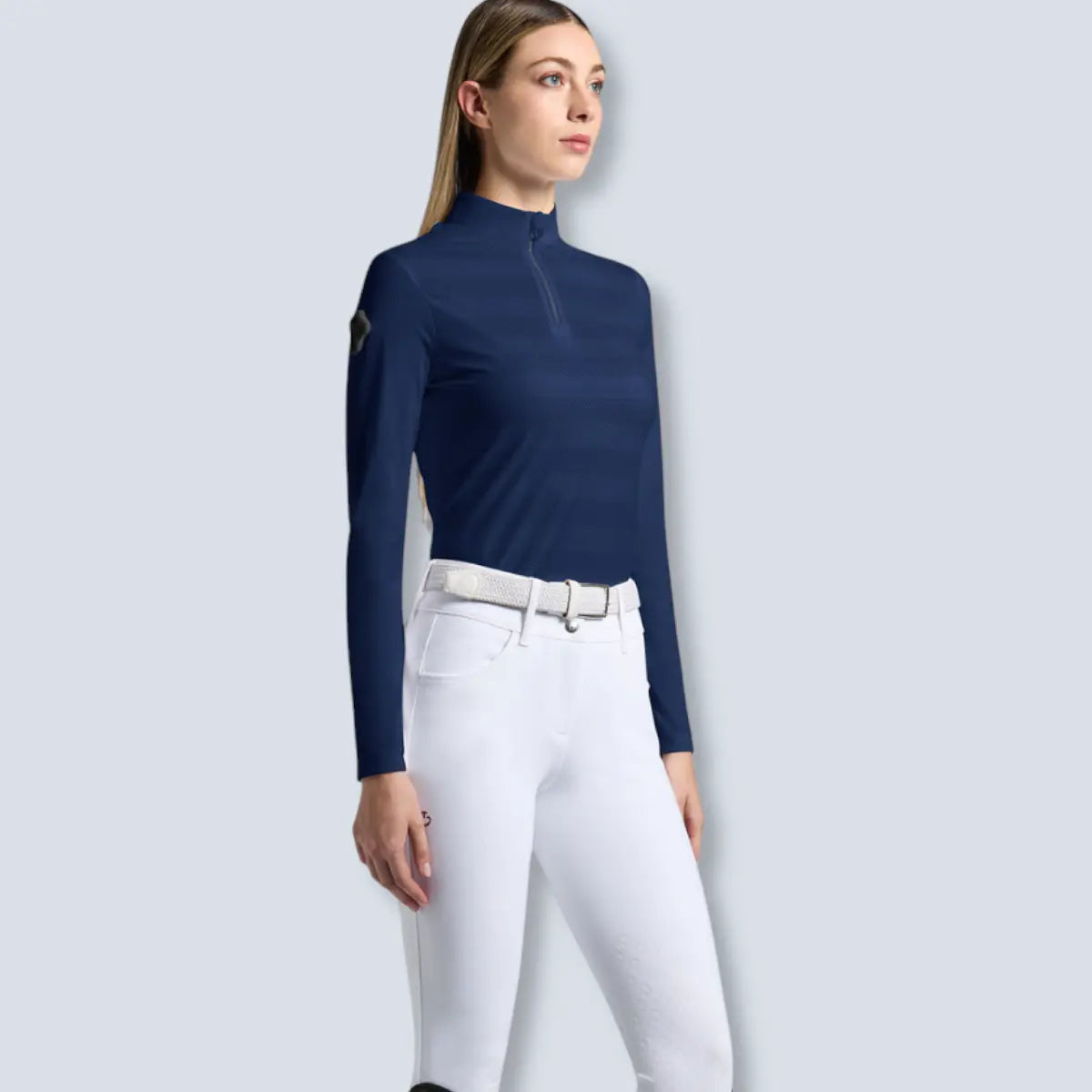 Cavalleria Toscana Women's Perforated Jersey Long Sleeve Training Polo