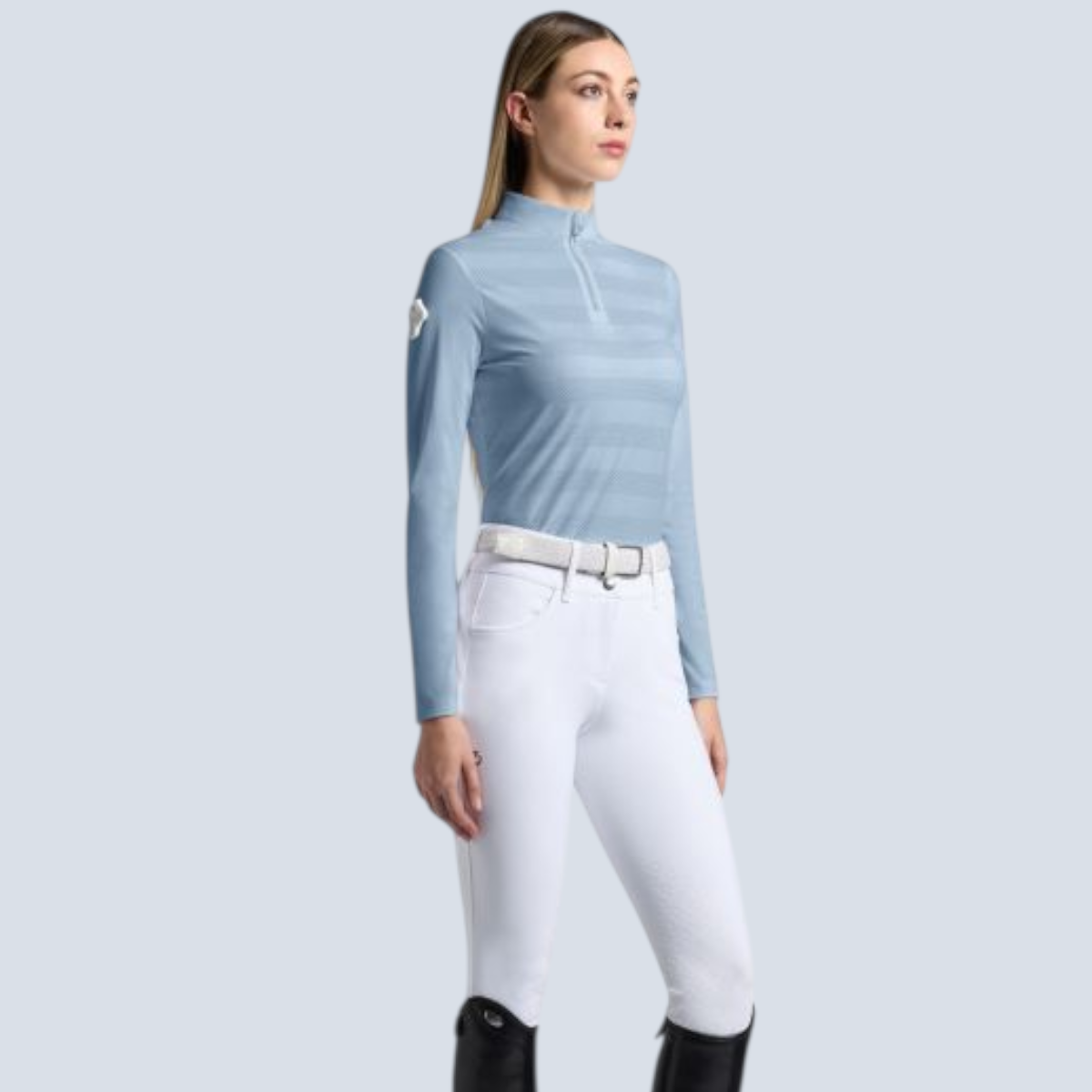 Cavalleria Toscana Women's Perforated Jersey Long Sleeve Training Polo-4