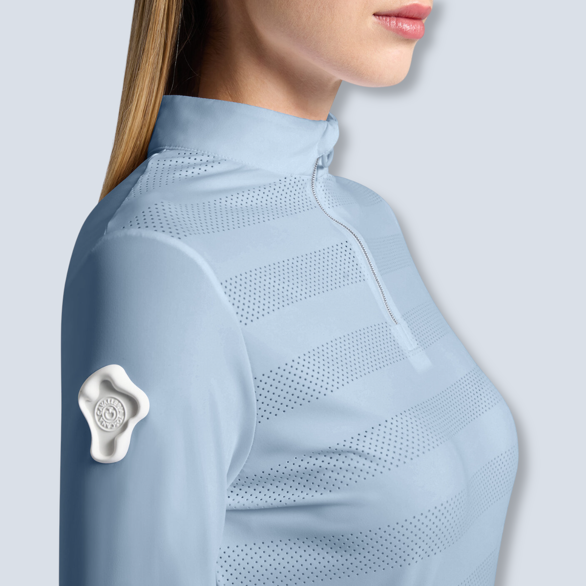 Cavalleria Toscana Women's Perforated Jersey Long Sleeve Training Polo-2