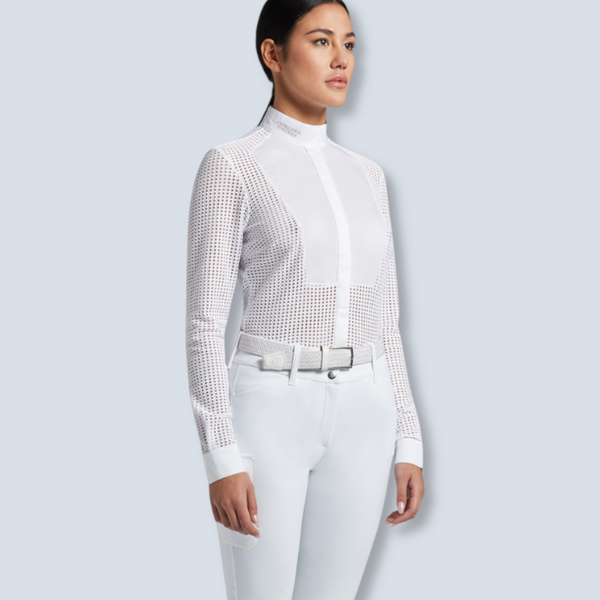 Cavalleria Toscana Women’s Perforated Jacquard Long Sleeve Show Shirt
