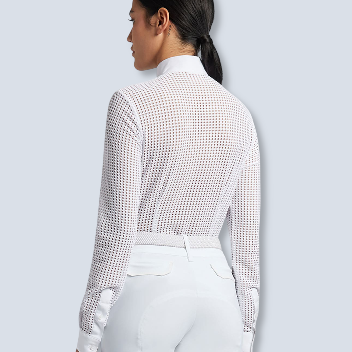 Cavalleria Toscana Women’s Perforated Jacquard Long Sleeve Show Shirt-2