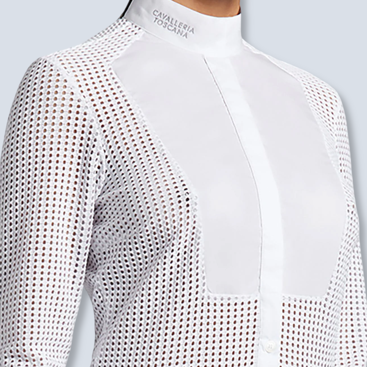 Cavalleria Toscana Women’s Perforated Jacquard Long Sleeve Show Shirt-3