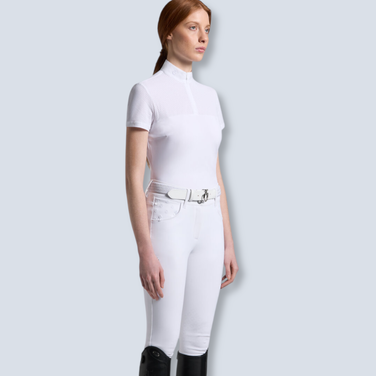 Cavalleria Toscana Women´s Perforated Jersey Inserts Short Sleeve Show Shirt