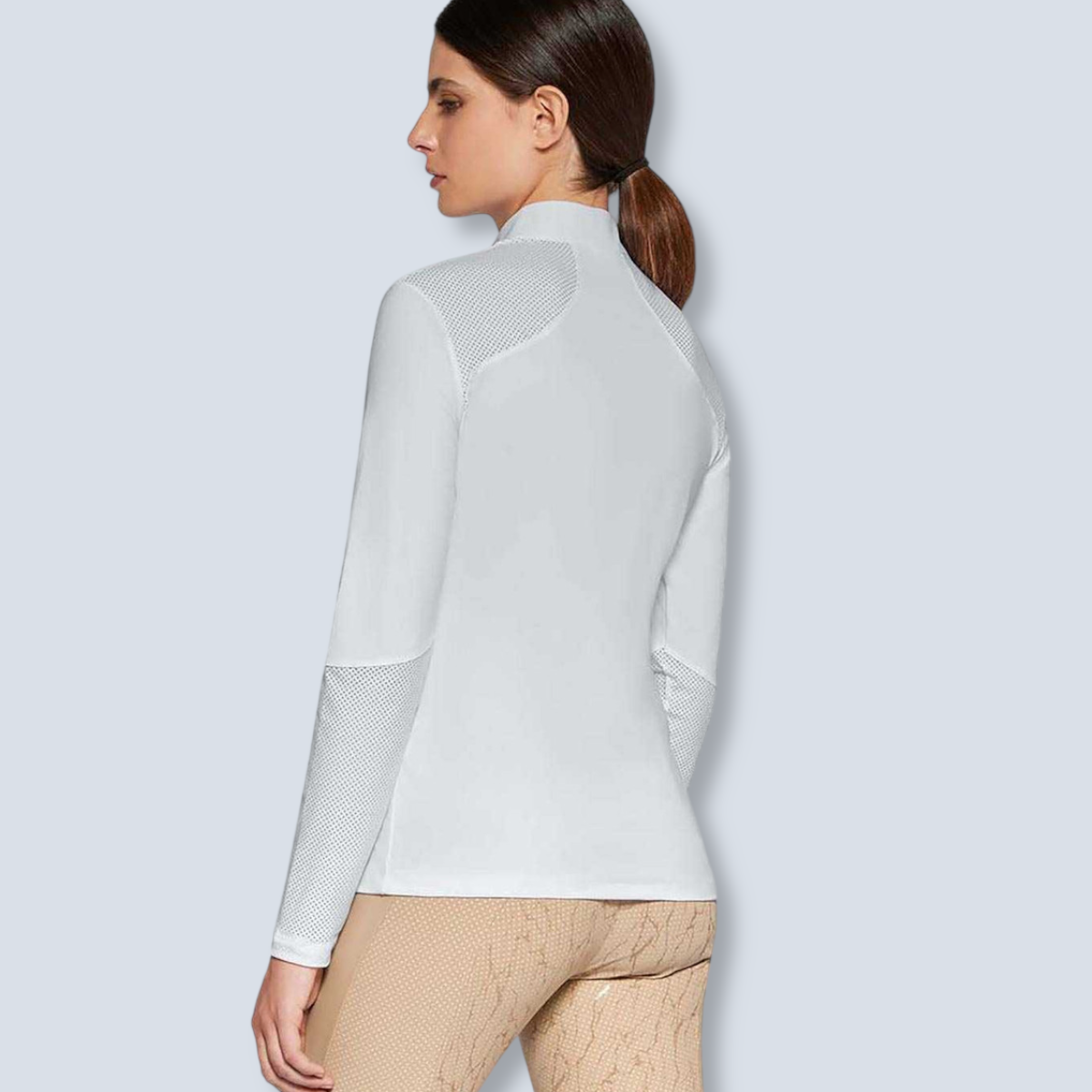 Cavalleria Toscana Women's Perforated Jersey Long Sleeve Zip Top-2