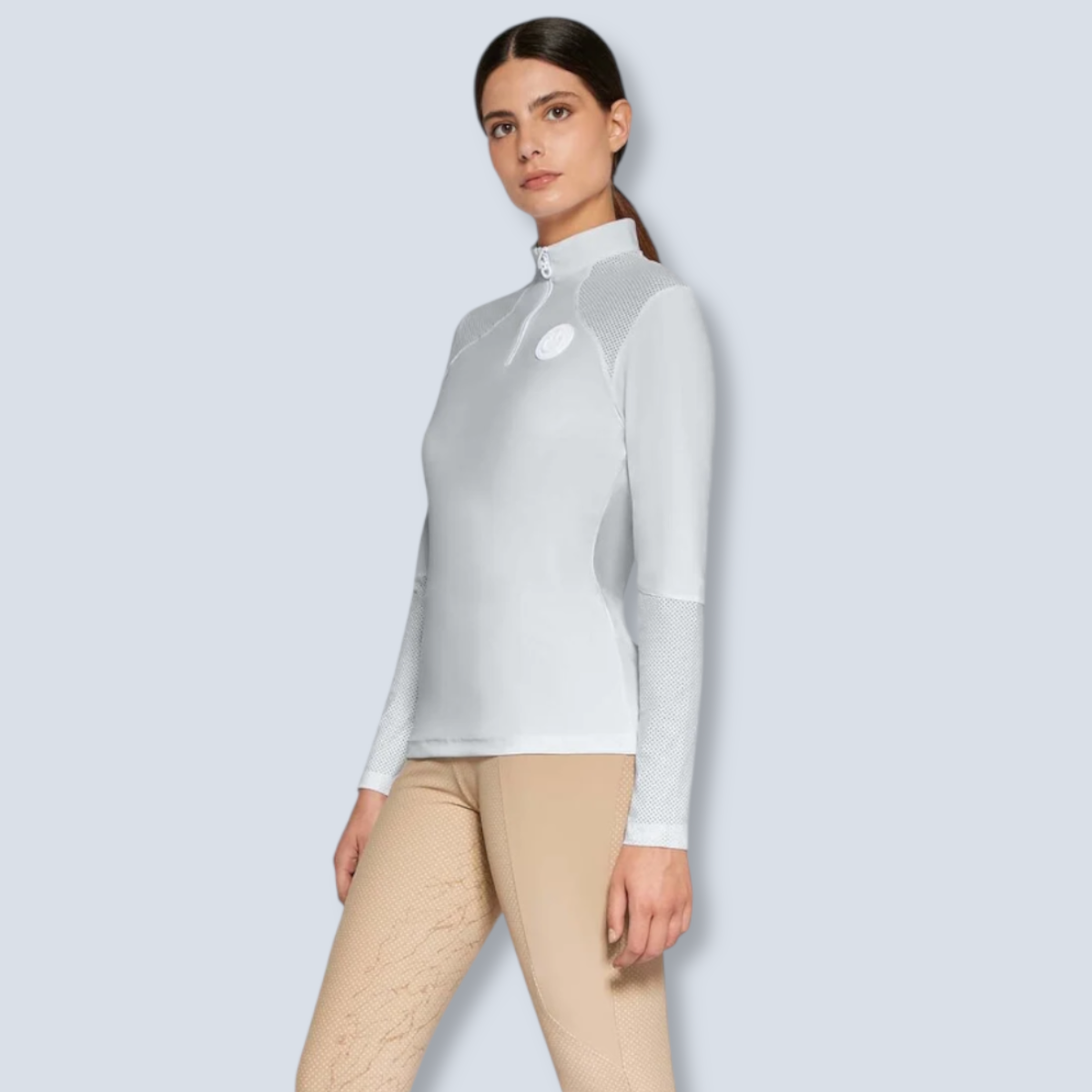 Cavalleria Toscana Women's Perforated Jersey Long Sleeve Zip Top-3