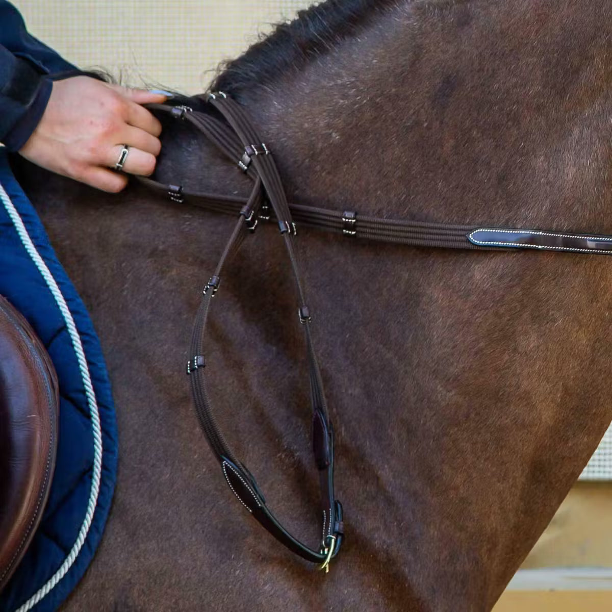 5/8 Web Reins With 9 Leather Loops - Dy'on-2