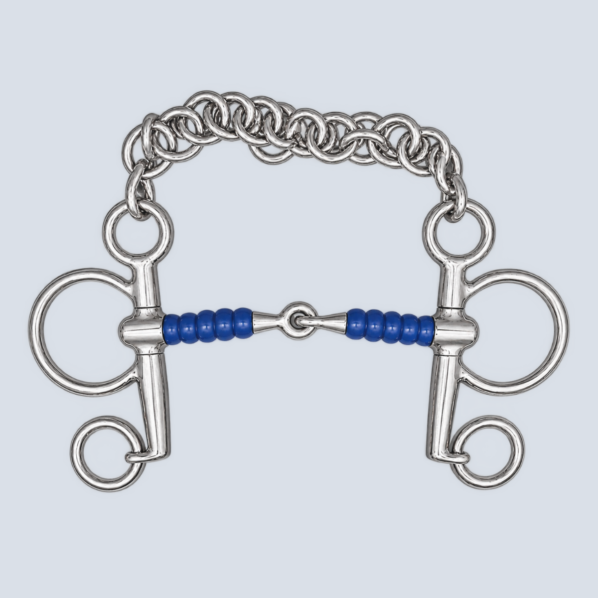 Pelham Bit with Cherry Roller Blue 13.5cm SS-1