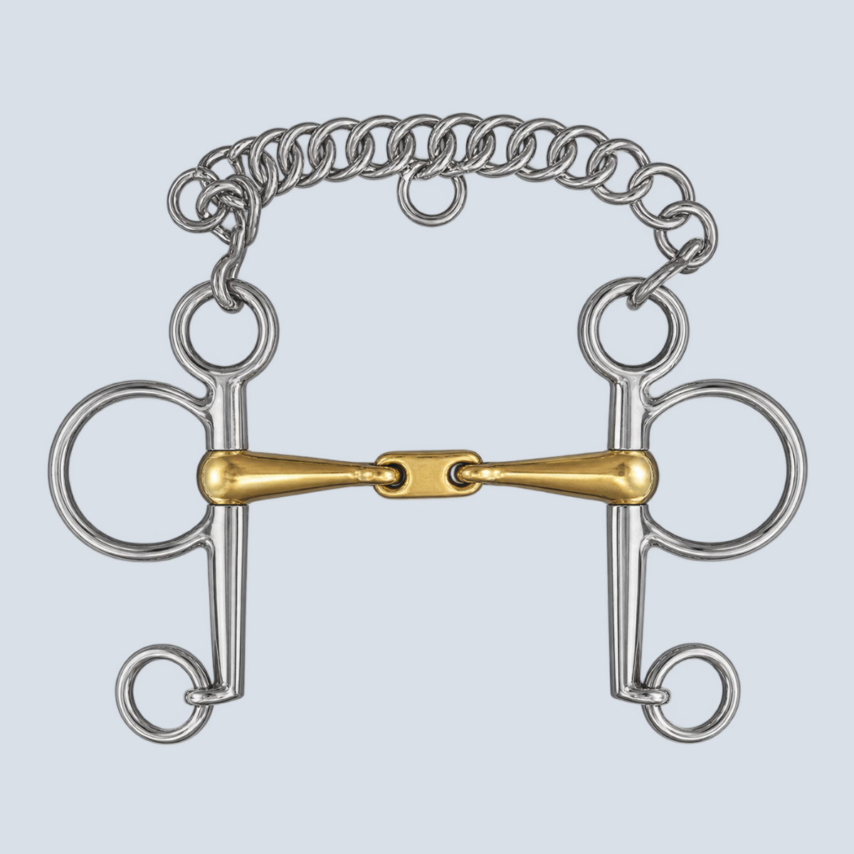 Pelham Gag bit Flat Link Golden Mouth SS 13.5cm-1